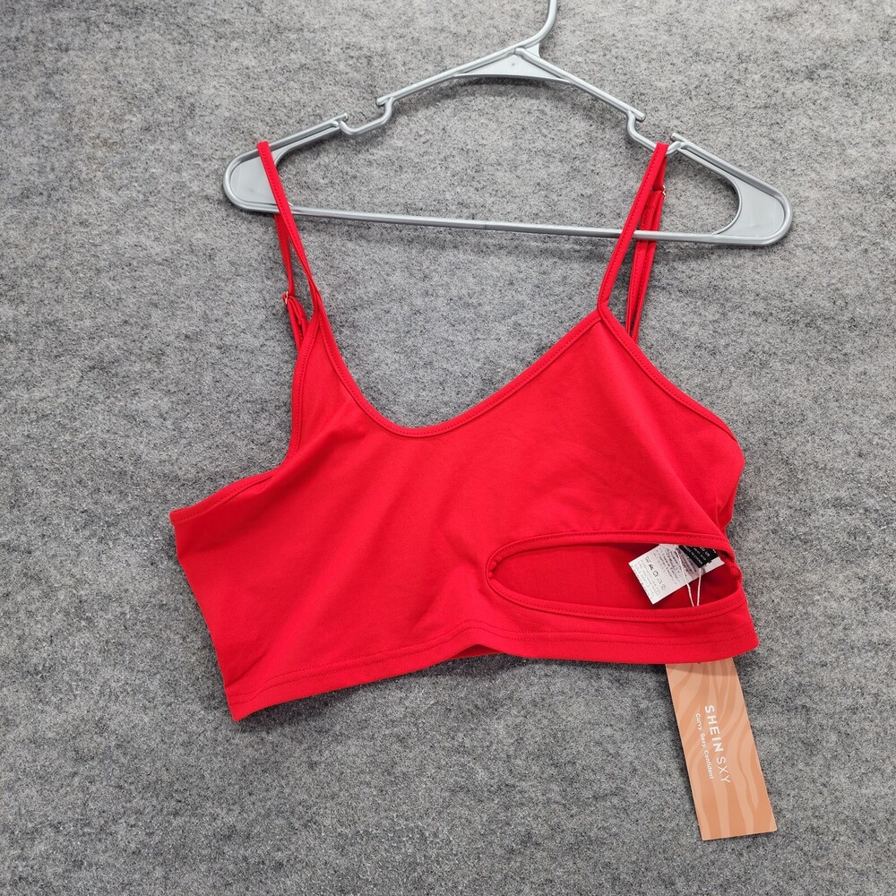 Shein SXY Crop Top Womens Large Sleeveless Red Cut Out